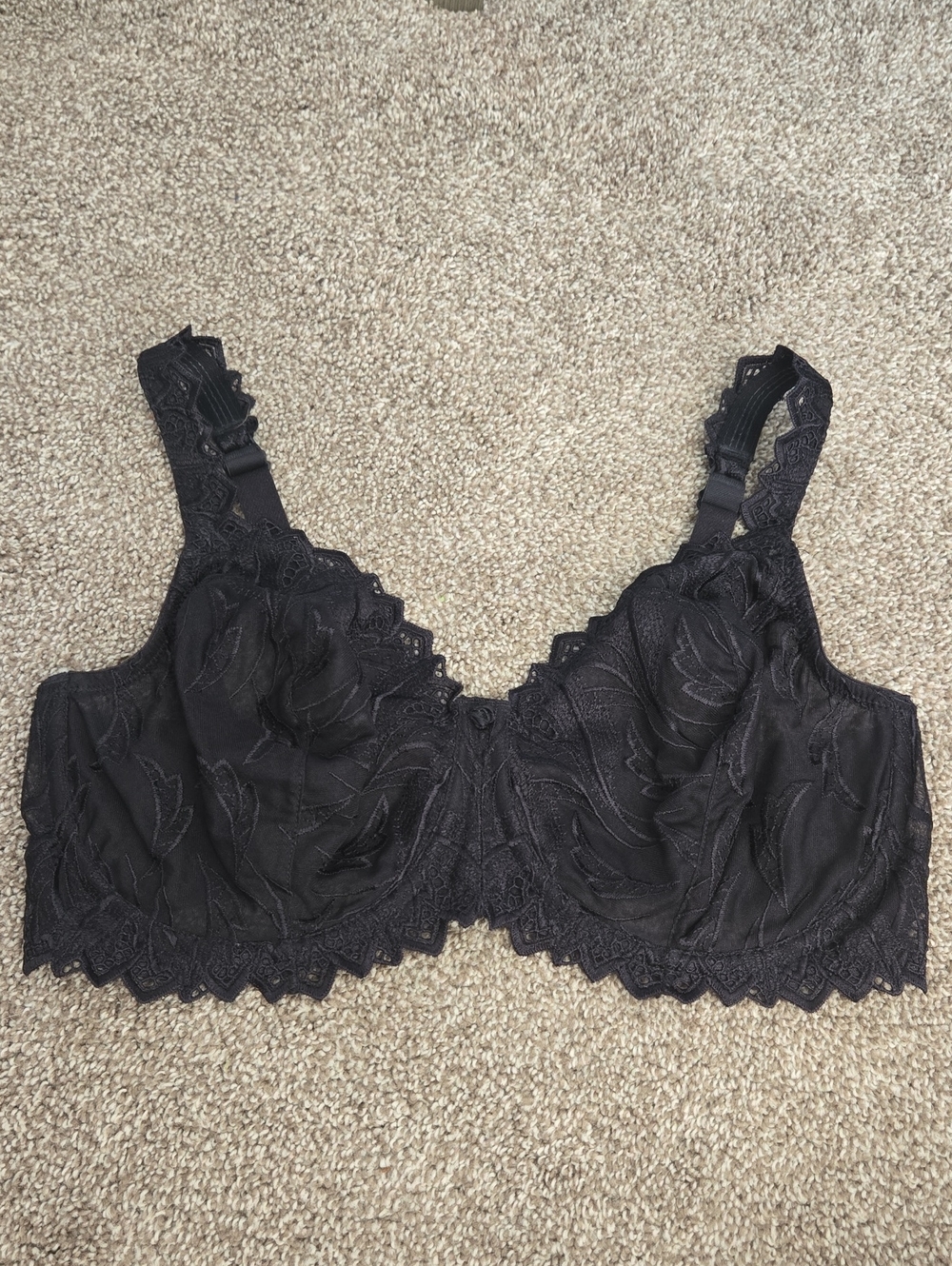 Bali Black Lace Underwire Support Bra 40DD